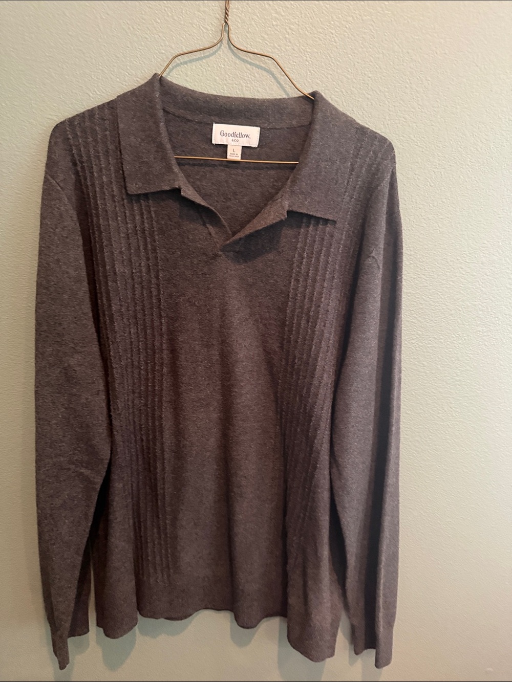 Goodfellow & Co Men's Charcoal V‑Neck Polo Sweater